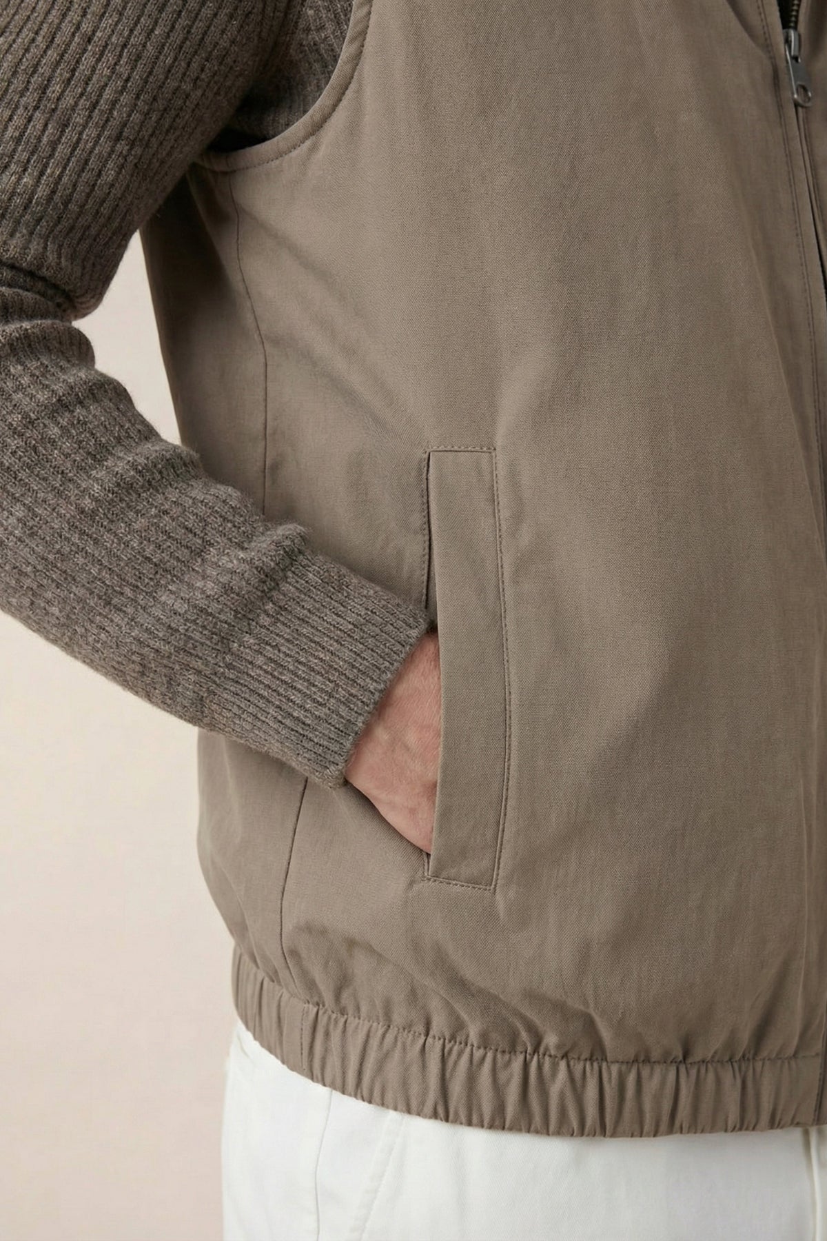 Omkeerbaar bodywarmer taupe