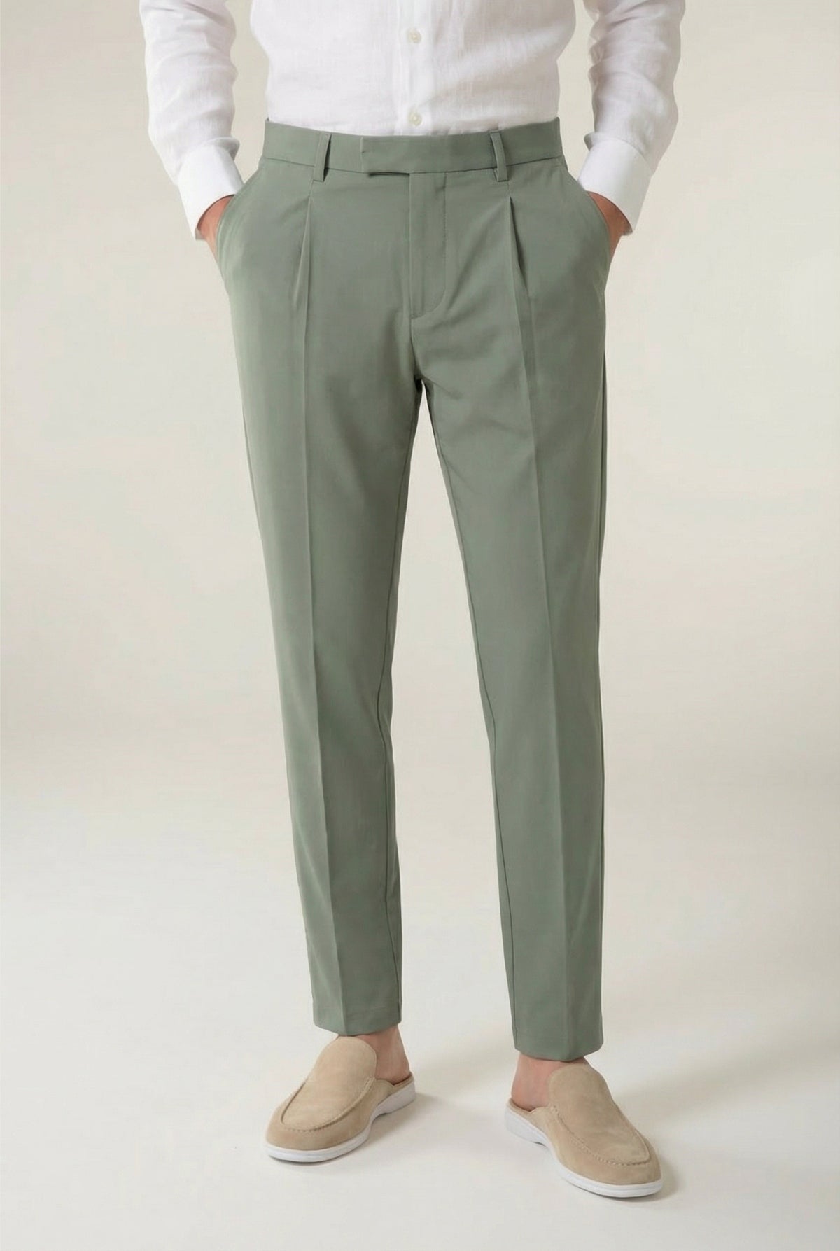 Pantaloni classici Portofino verde salvia