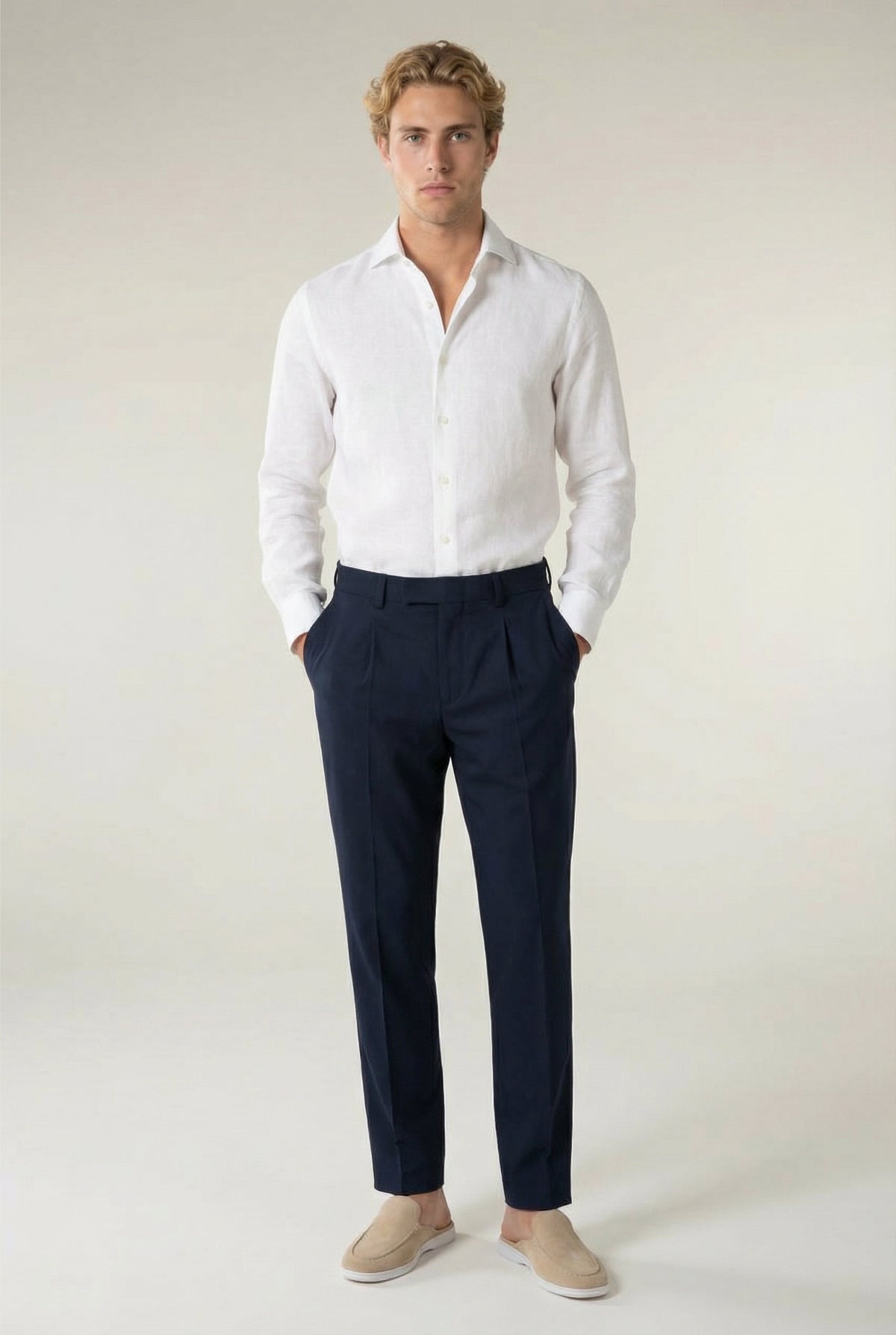 Pantaloni classici Portofino blu navy