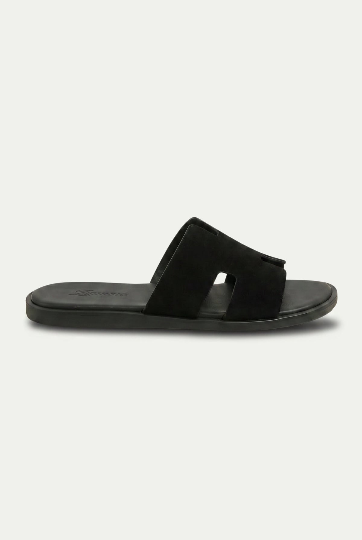 Capri Slide aus Veloursleder Schwarz