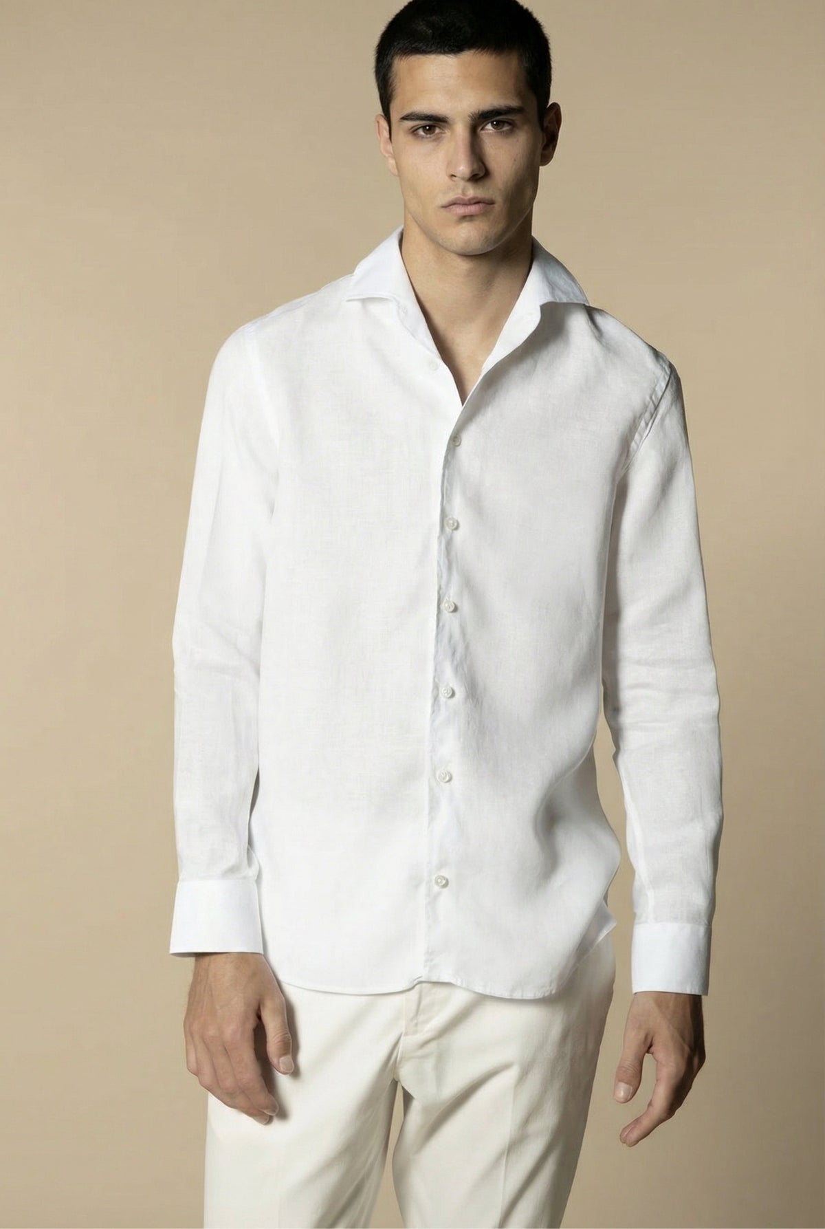 Chemise en lin à manches longues Amalfi blanche
