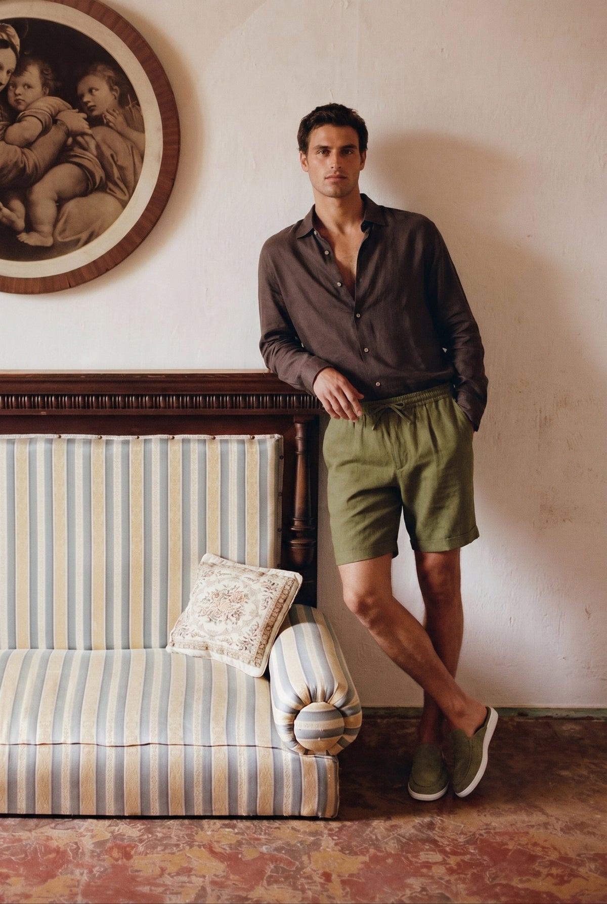 Shorts de linho Amalfi verde-oliva