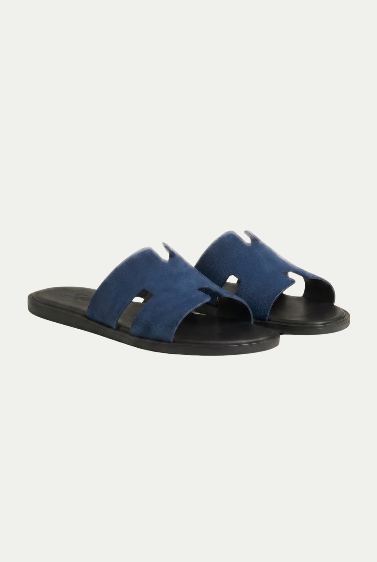 Capri Slide aus Veloursleder Marineblau
