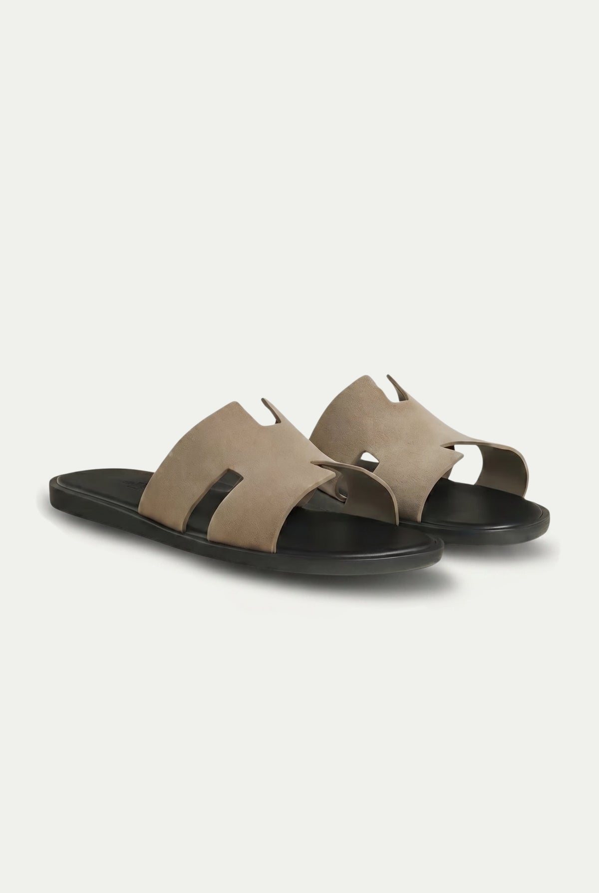 Capri Veloursleder-Slipper Steingrau