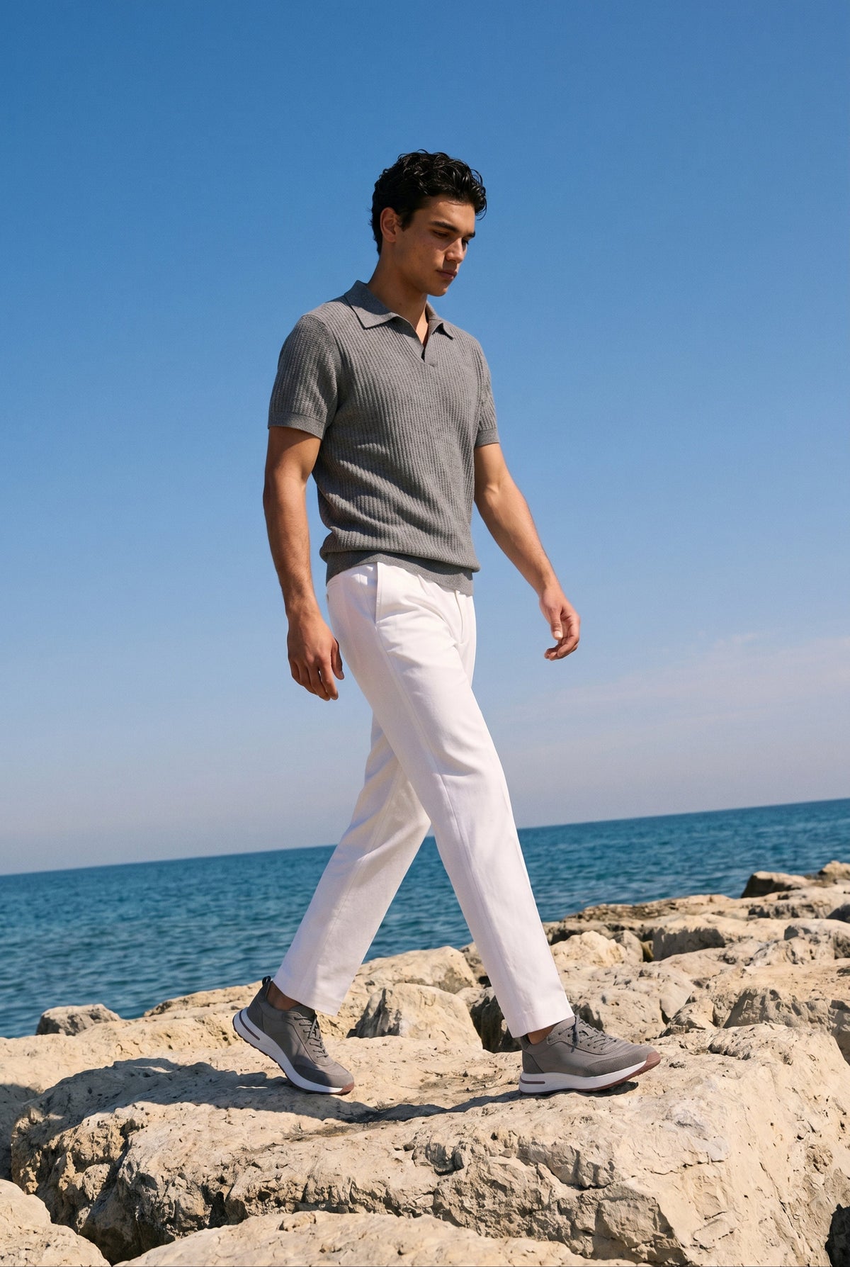 Polo in maglia Ravello grigia