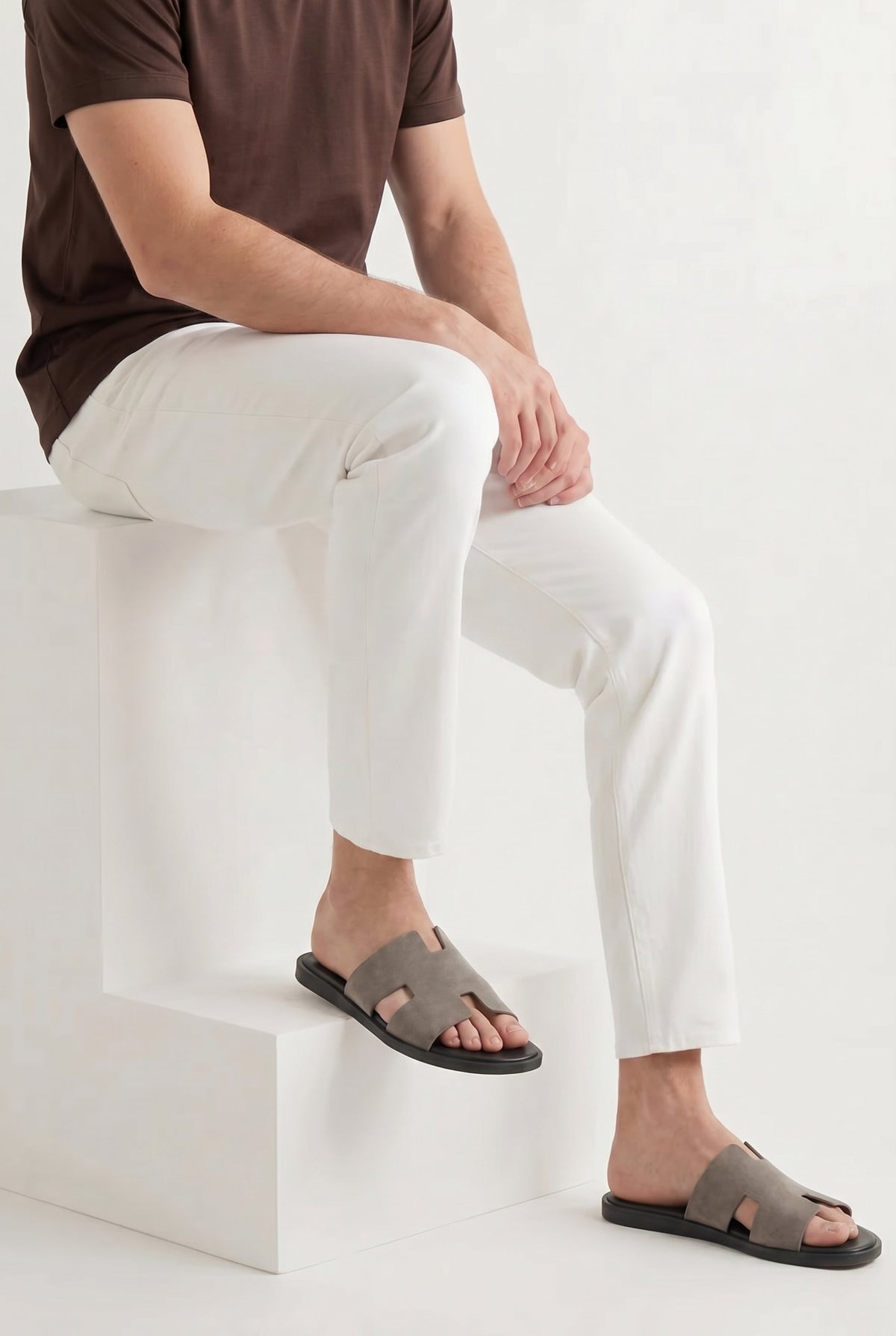 Ciabatta Capri in camoscio color pietra