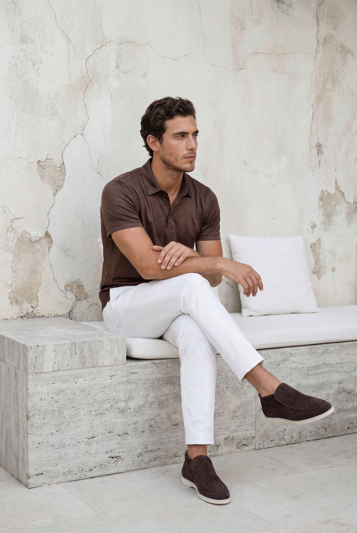 Mocassin citadin Amalfi en daim marron