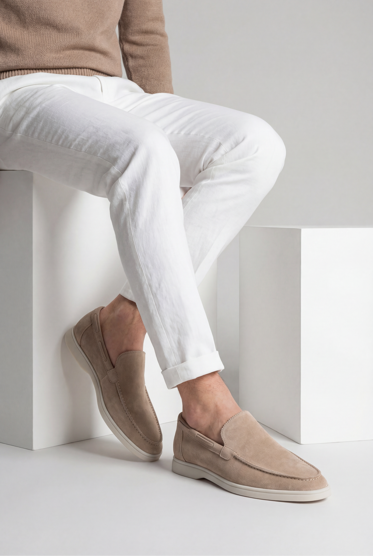 Mocasines Amalfi clásicos de ante beige