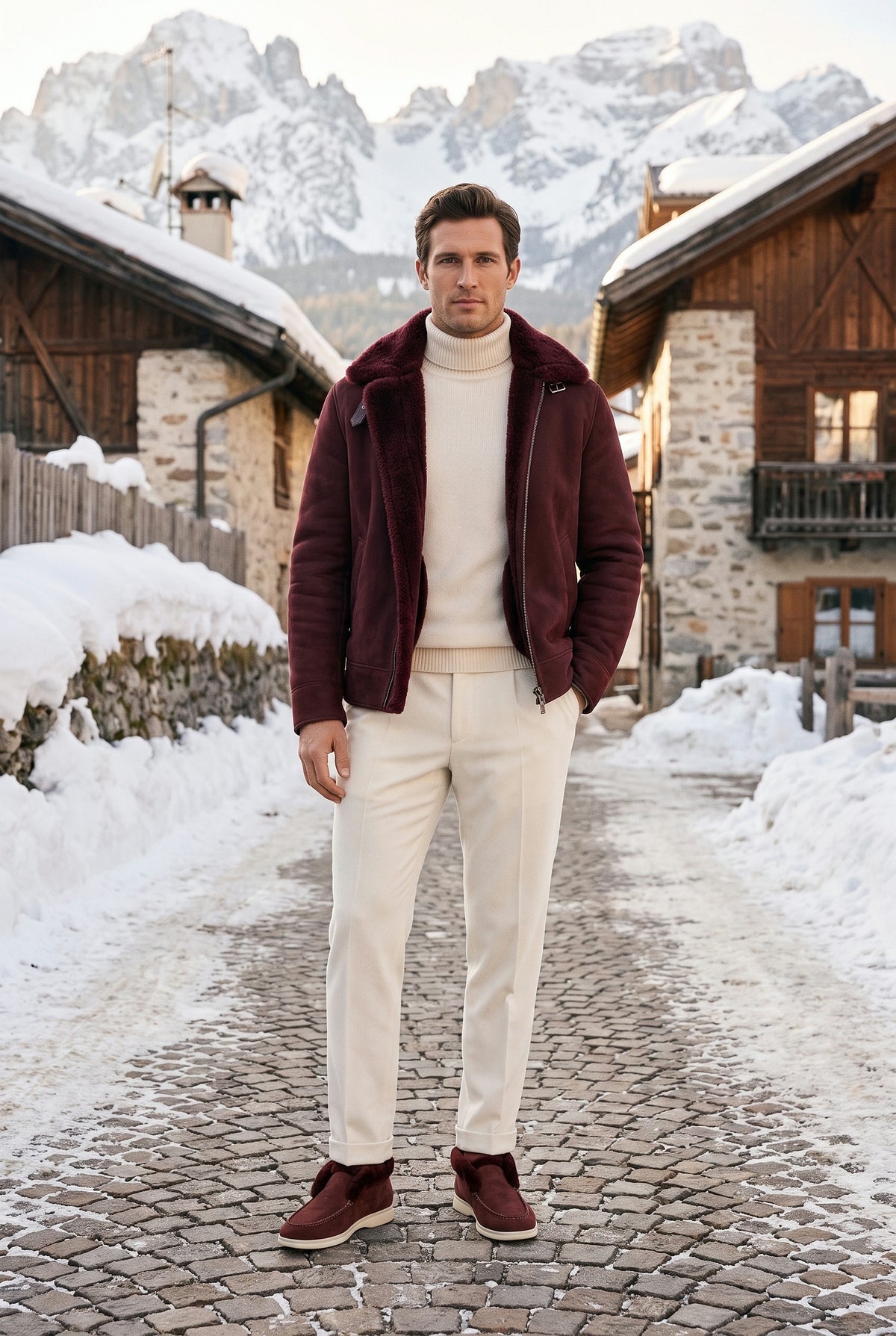 Burgundy Cortina Shearling Loafer