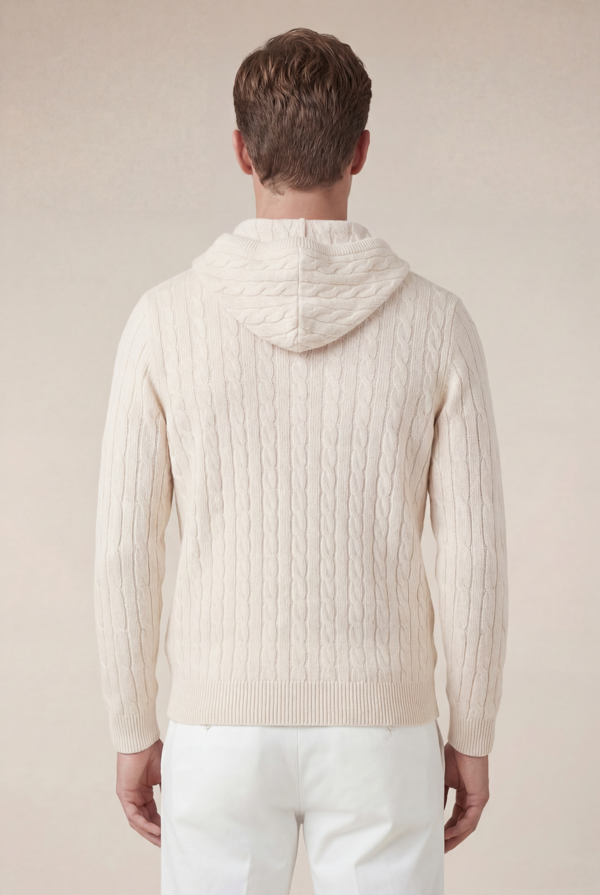 Sudadera de cachemira con capucha beige
