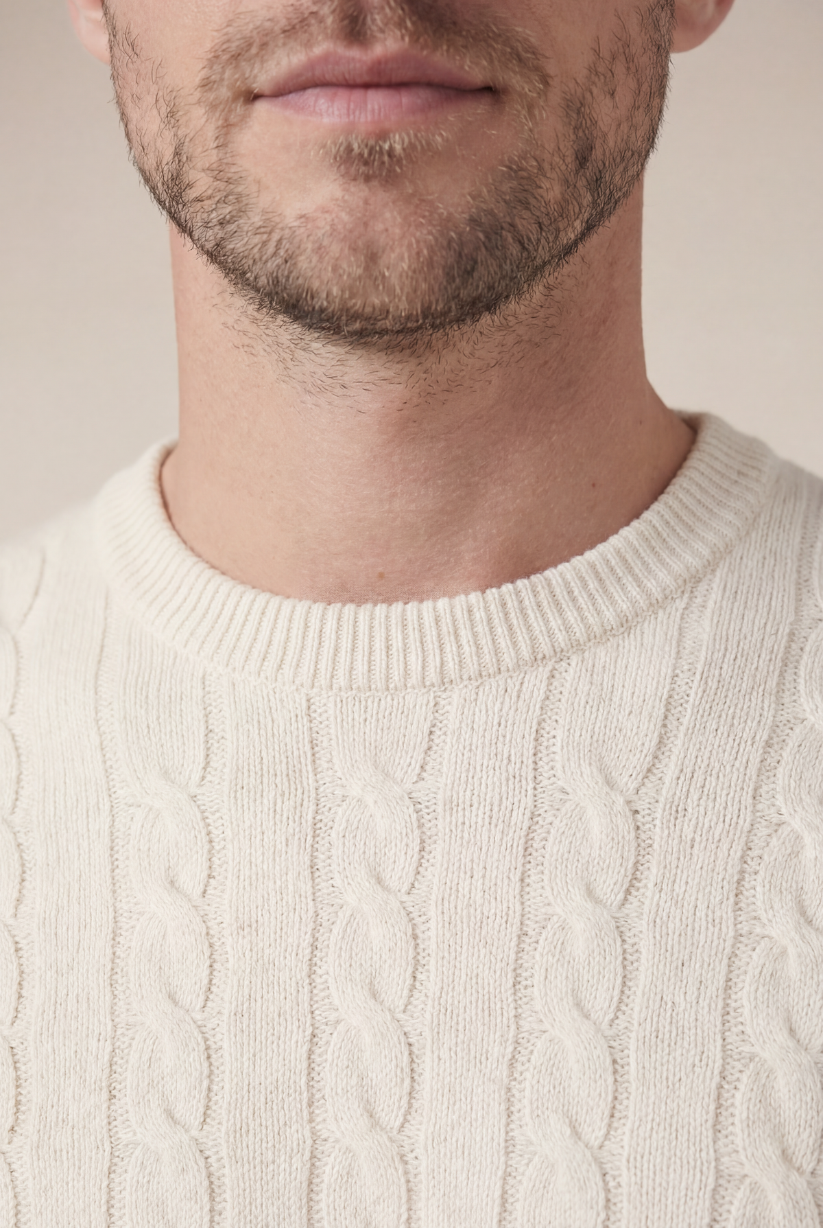 Suéter de gola redonda de cashmere Como bege