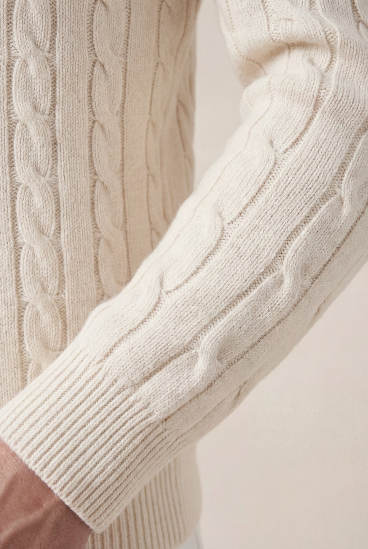 Suéter de gola redonda de cashmere Como bege