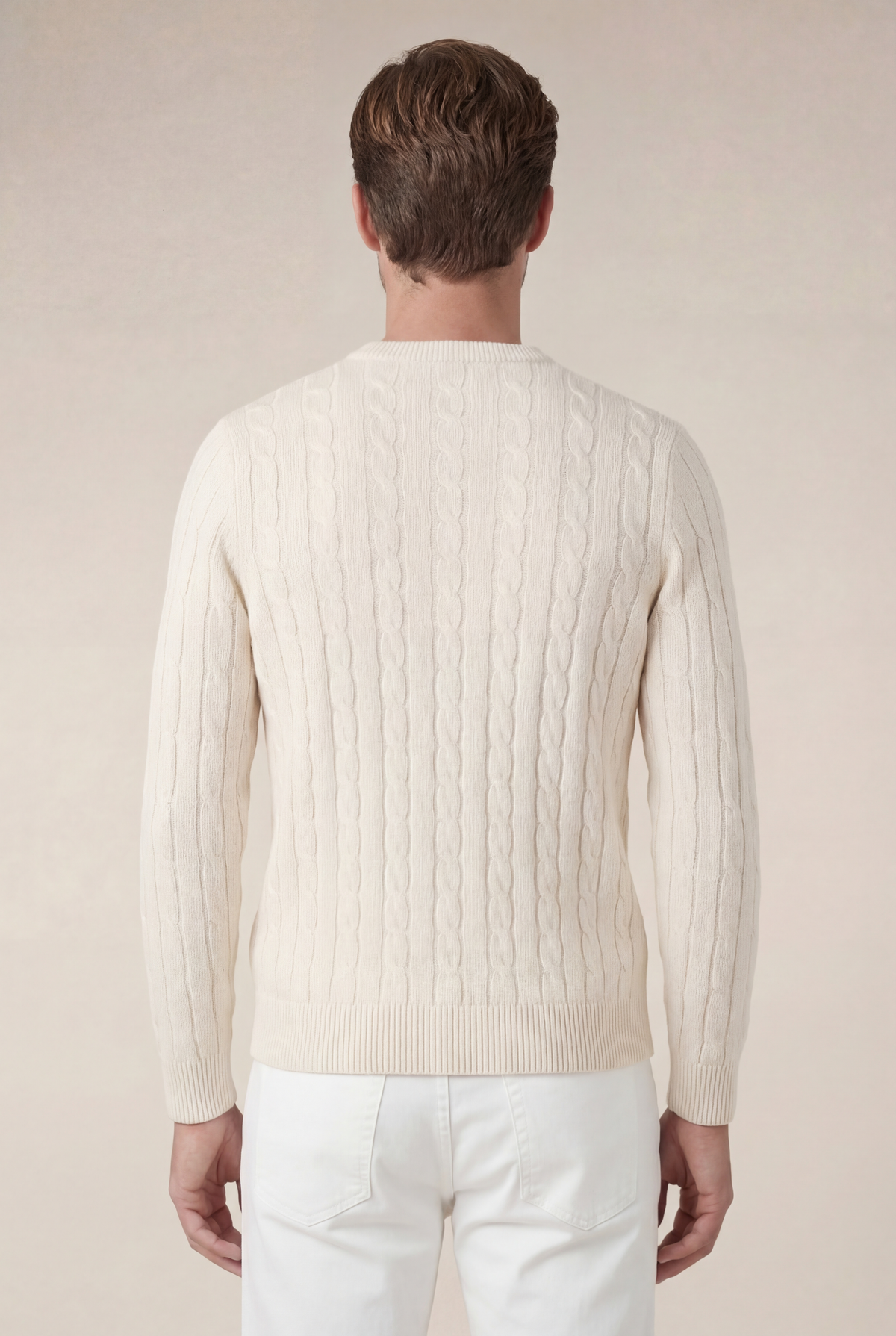 Suéter de gola redonda de cashmere Como bege