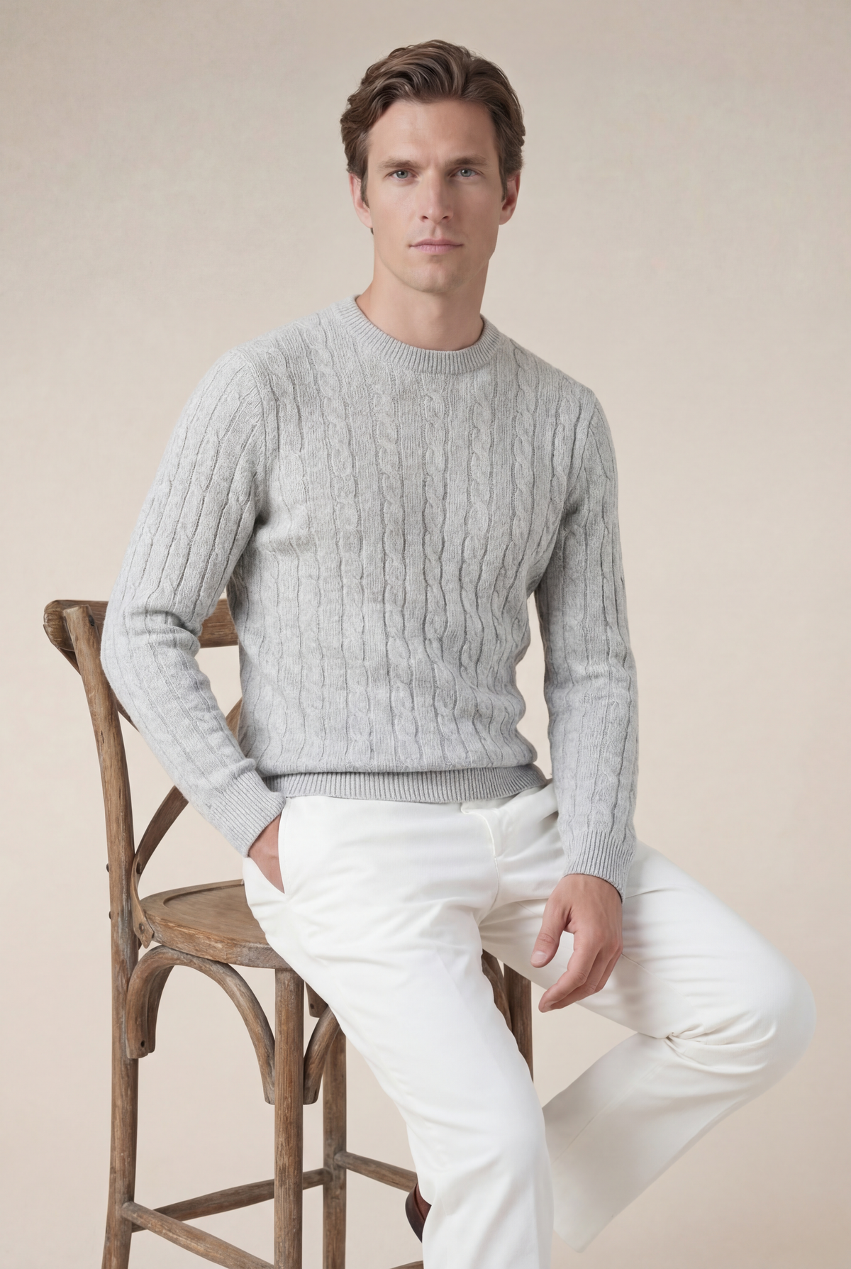 Girocollo in cashmere Como Grigio chiaro