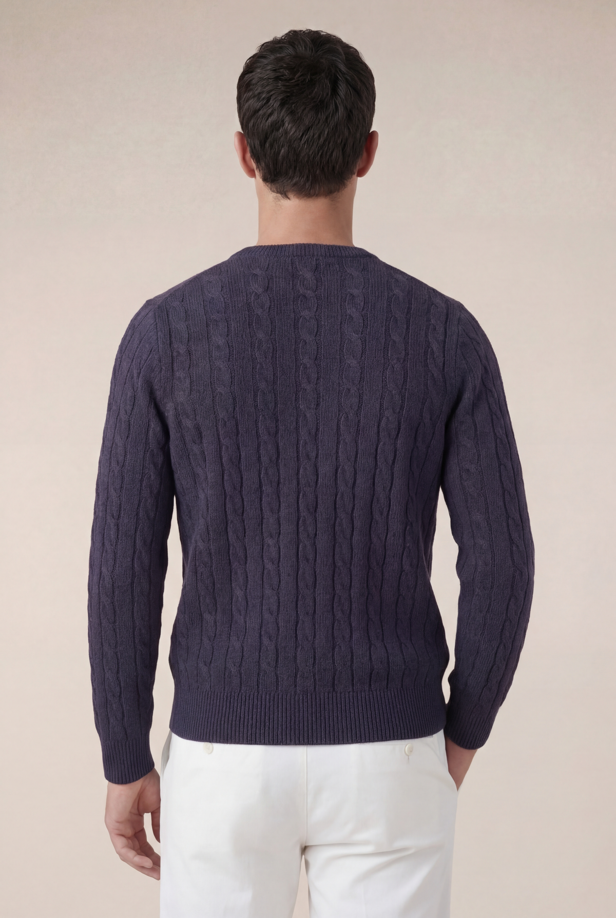Suéter de gola redonda de cashmere Como azul-marinho