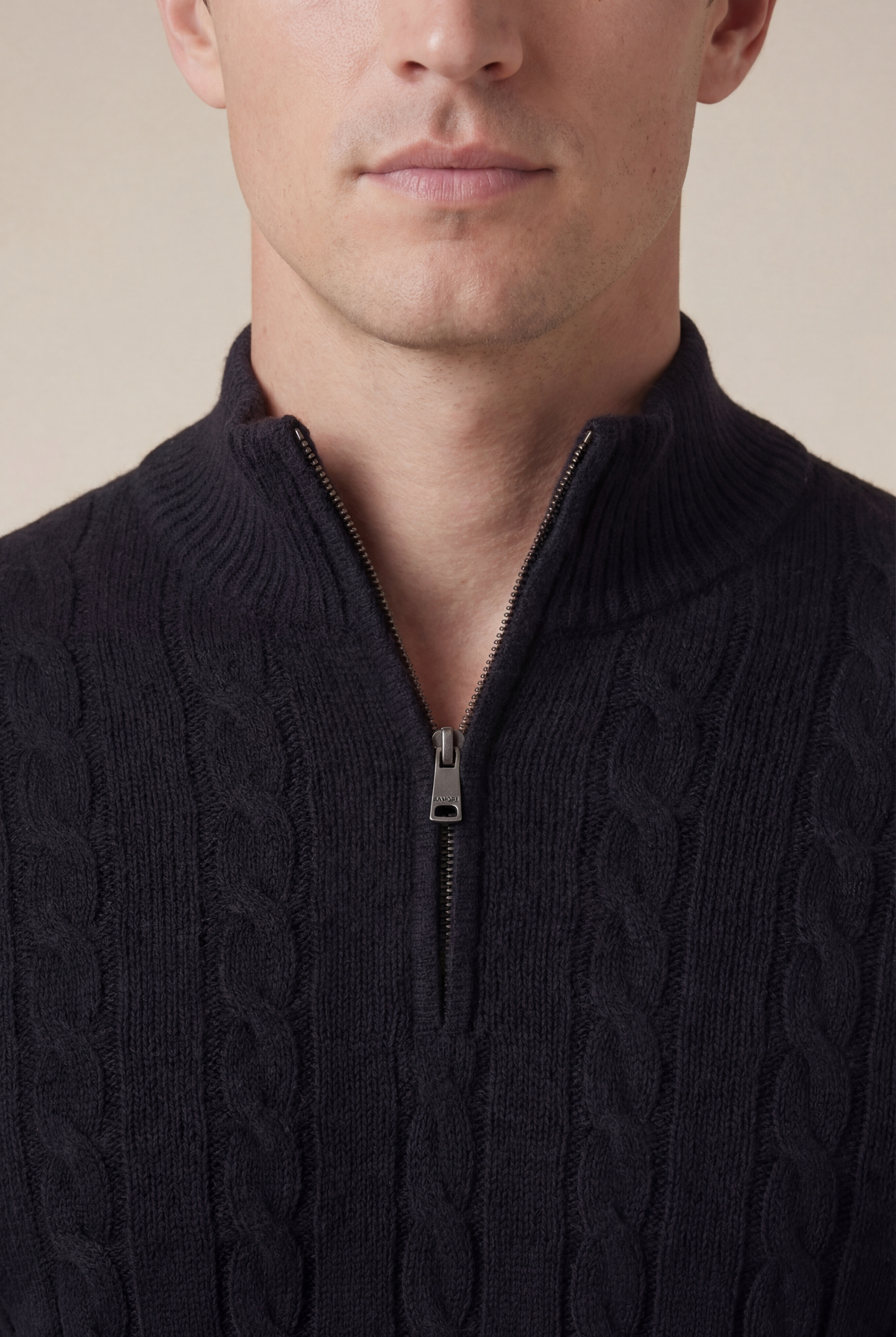 Como-Kaschmirpullover mit Viertelreißverschluss Schwarz
