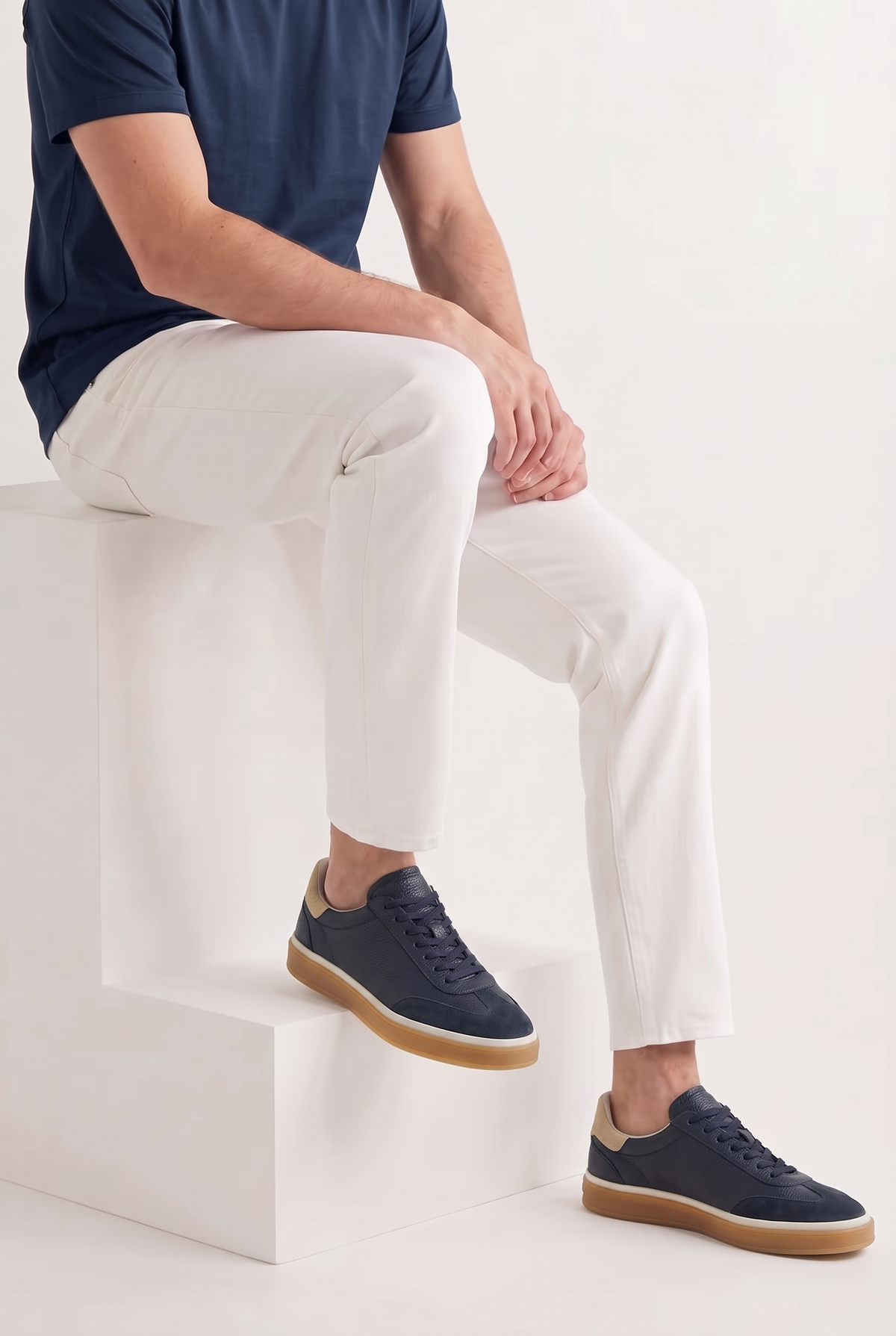 Navy Leather Bogota Trainer