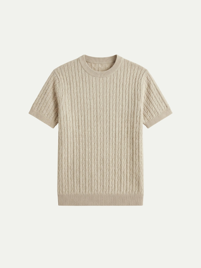T-shirt in maglia a trecce Nerano Beige