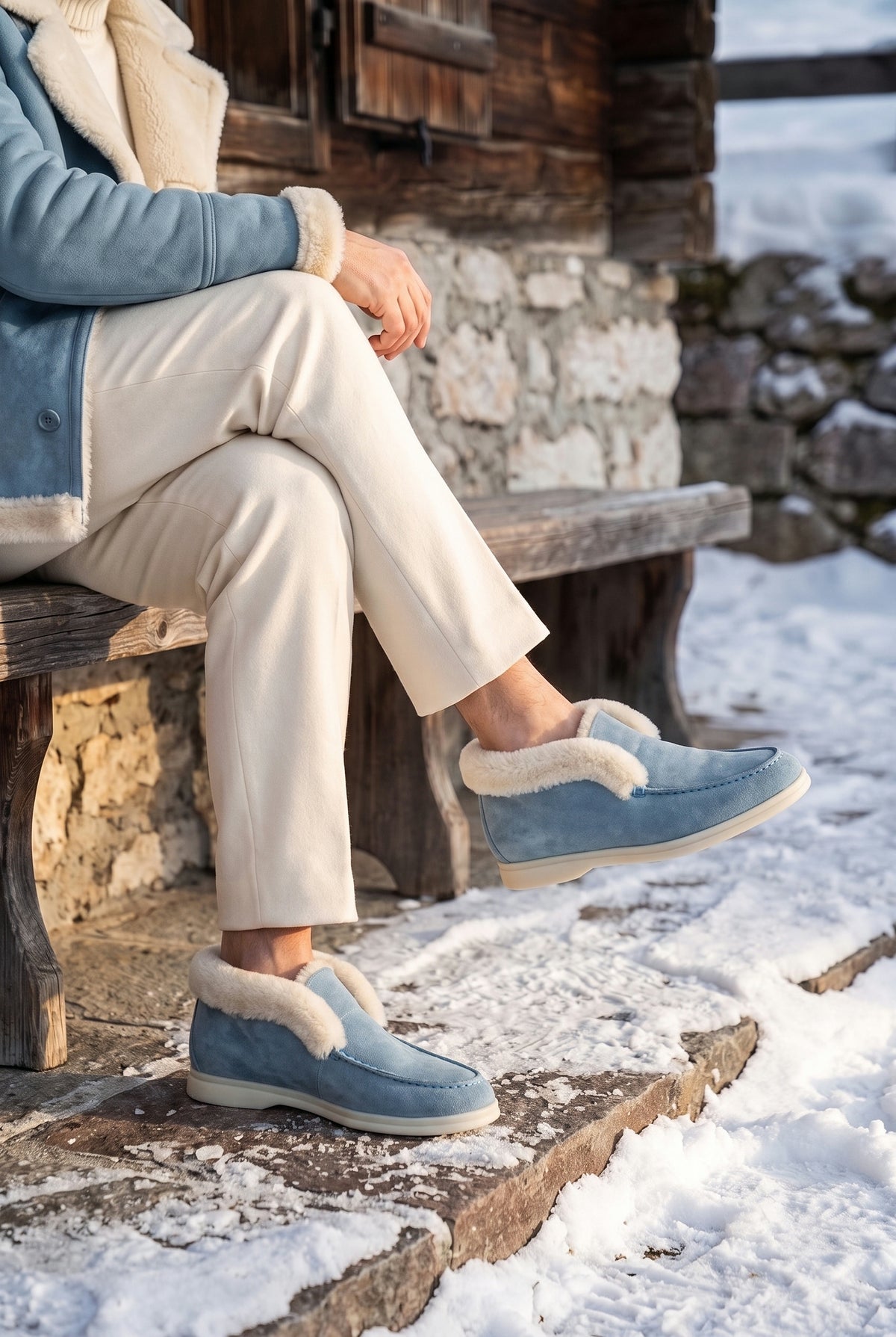 Sky Blue Cortina Shearling Loafer