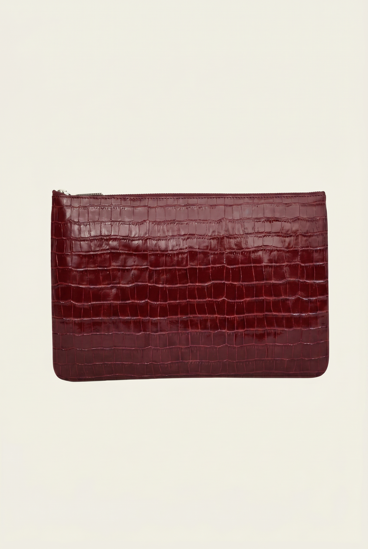 Crocodile Embossed Pouch Burgundy