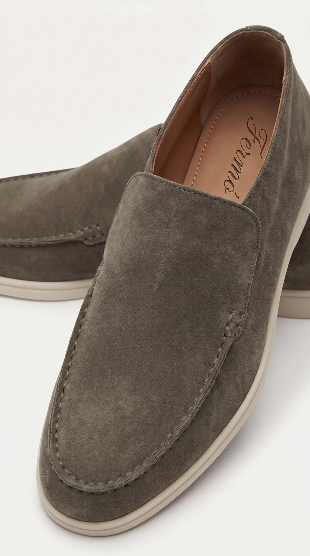Amalfi suède cityloafer donker taupe