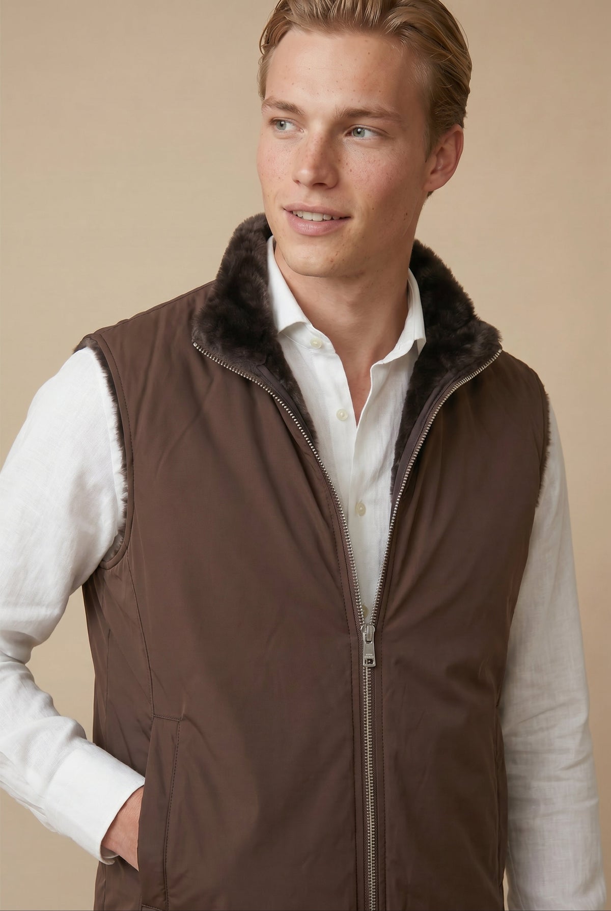Fermó Fur Bodywarmer Chocolate