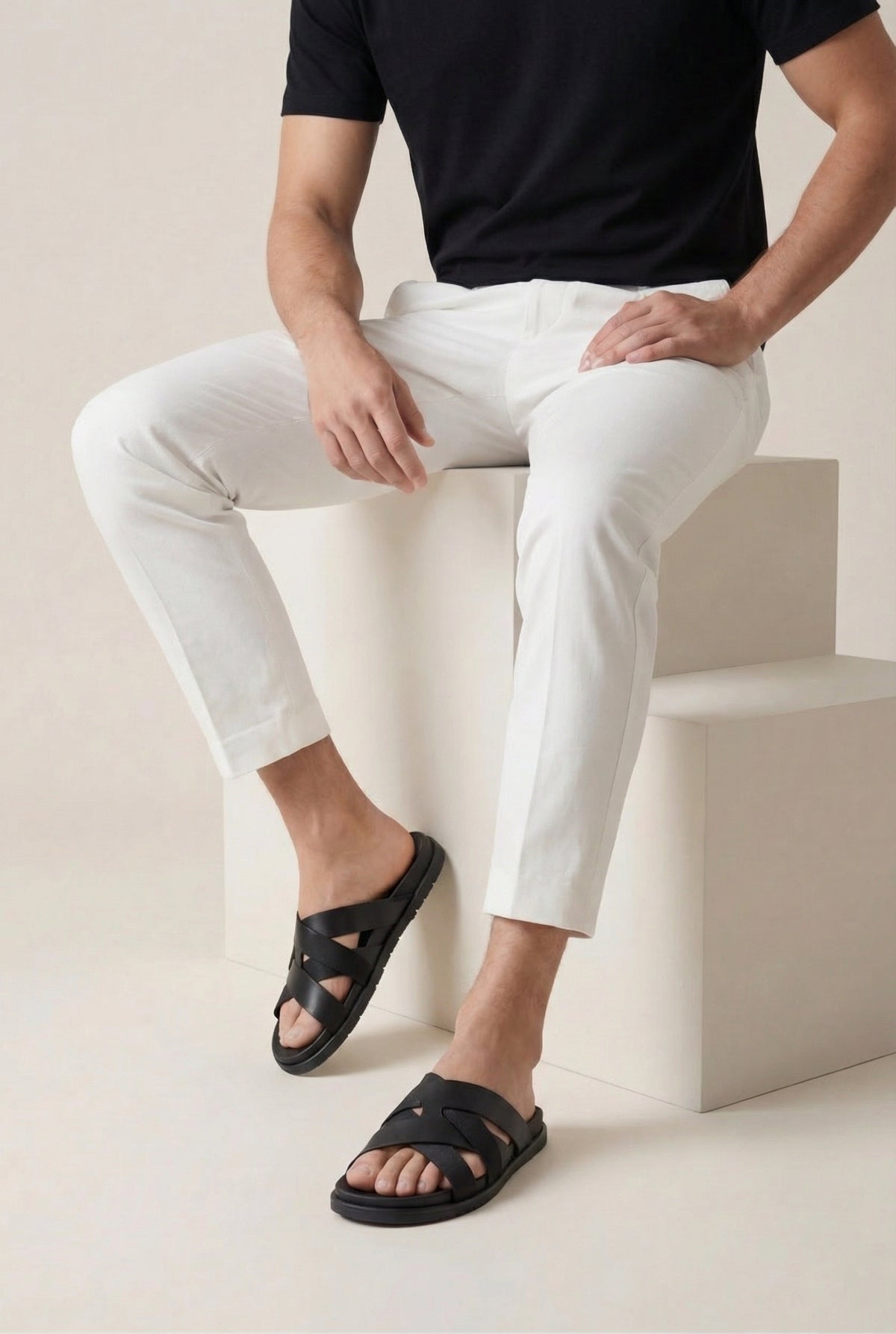 Sandalette en cuir Amalfi noire