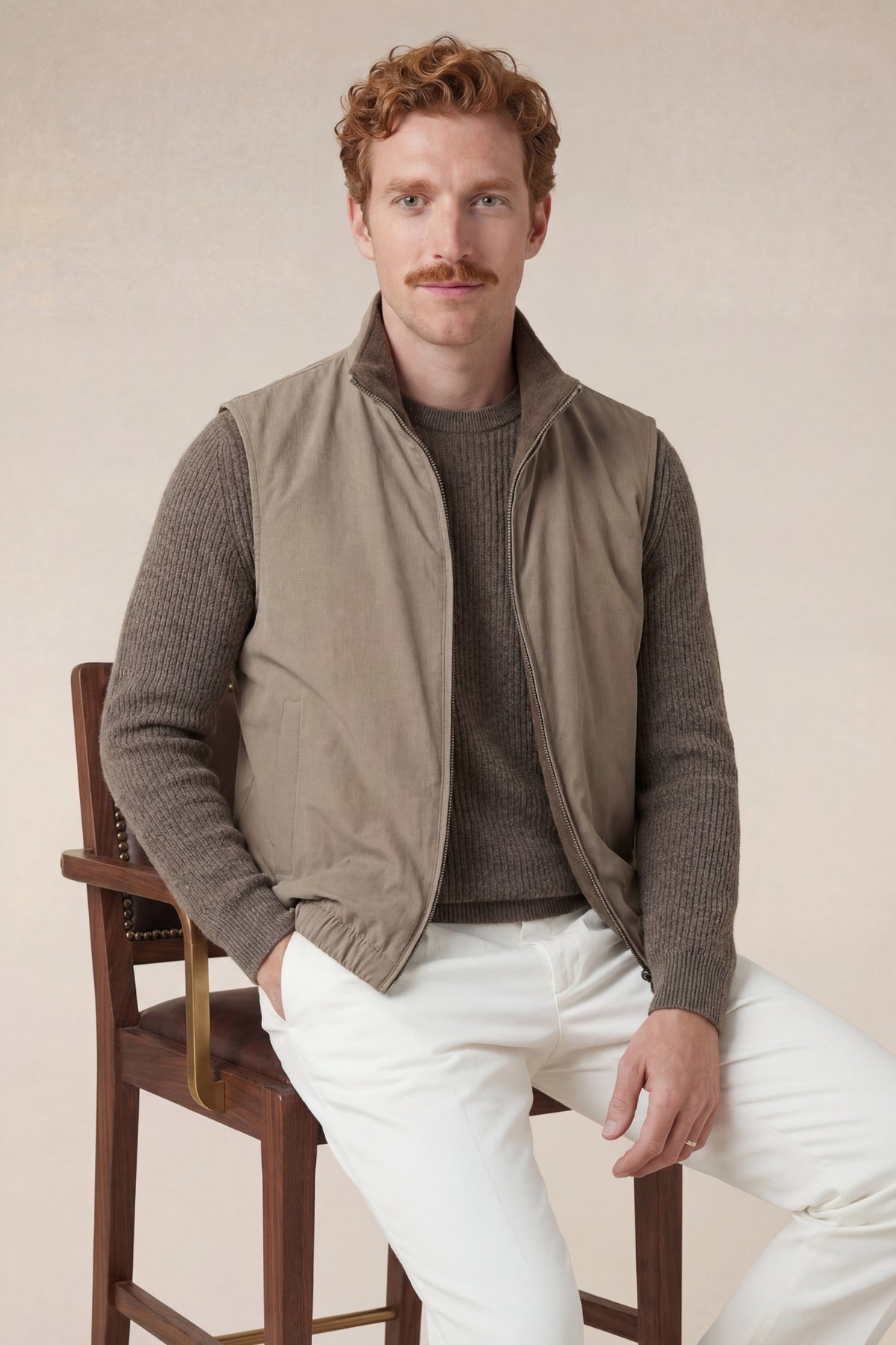 Omkeerbaar bodywarmer taupe