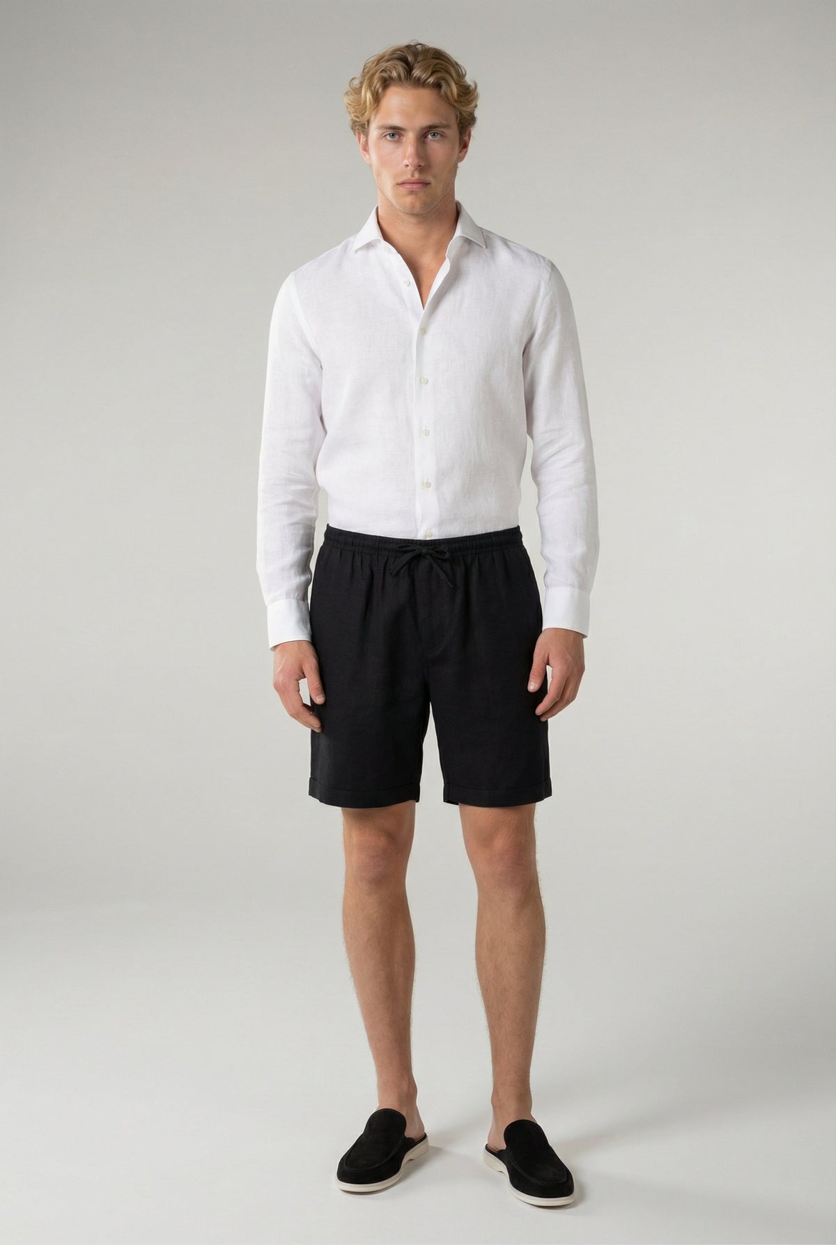 Short en lin Amalfi noir