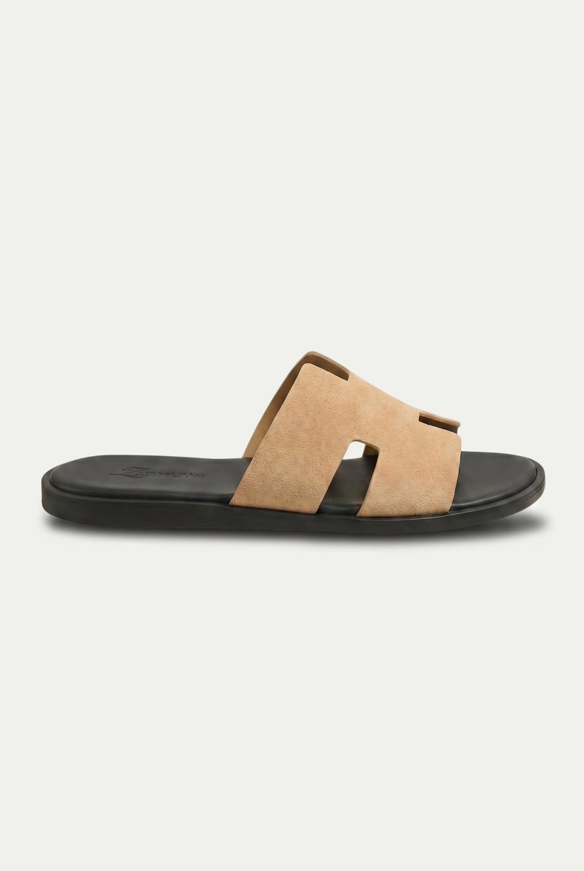 Capri Slide aus Veloursleder Sand