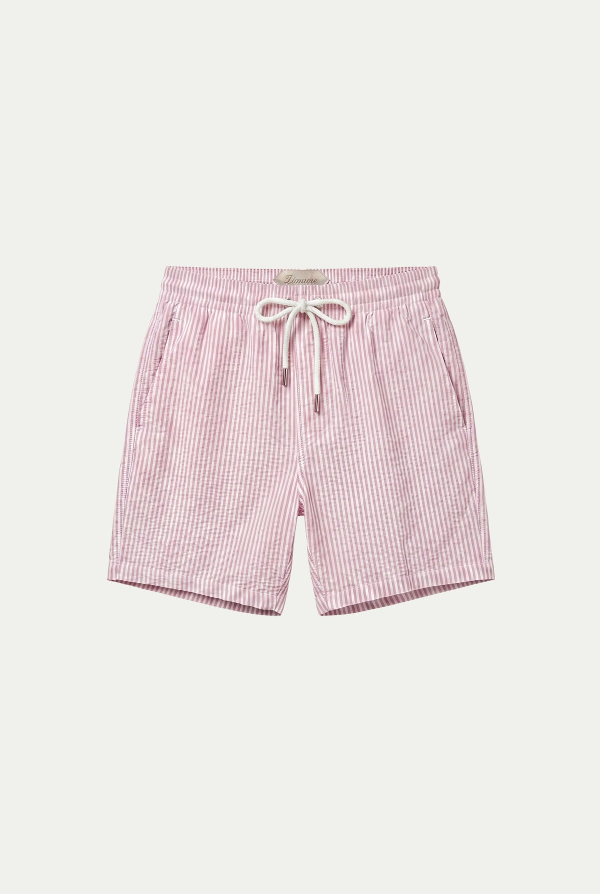 Short de bain Amalfi rose/rayures blanches