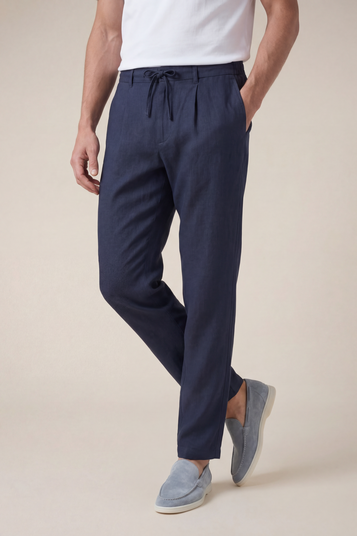 Pantalon en lin Amalfi bleu marine