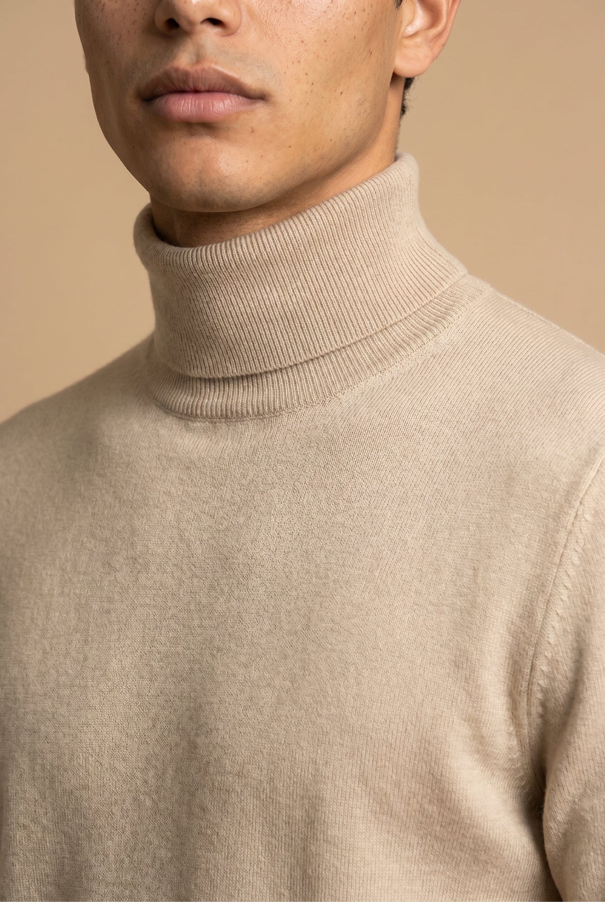Amalfi Extrafeiner Rollkragenpullover Sand