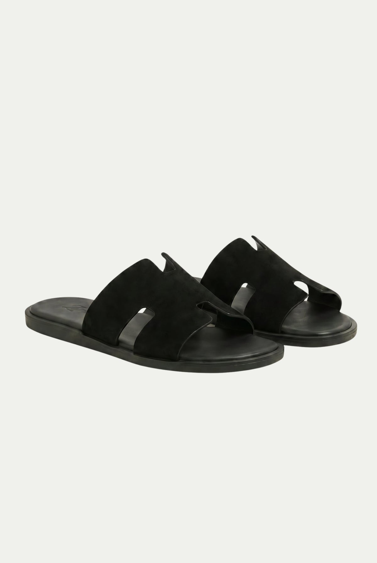 Capri Slide aus Veloursleder Schwarz