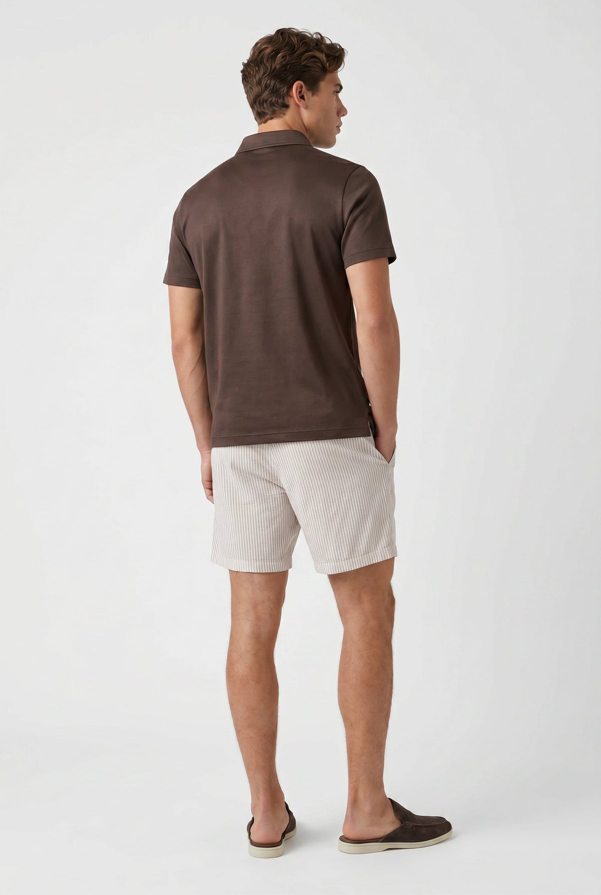 Amalfi-zwemshort Zand/Witte streep
