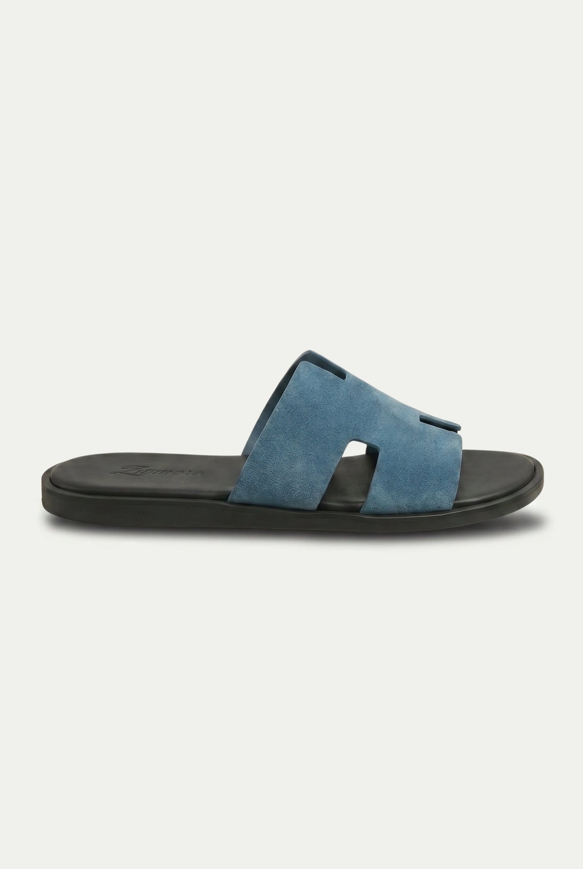 Capri Slide aus Veloursleder Schiefergrau