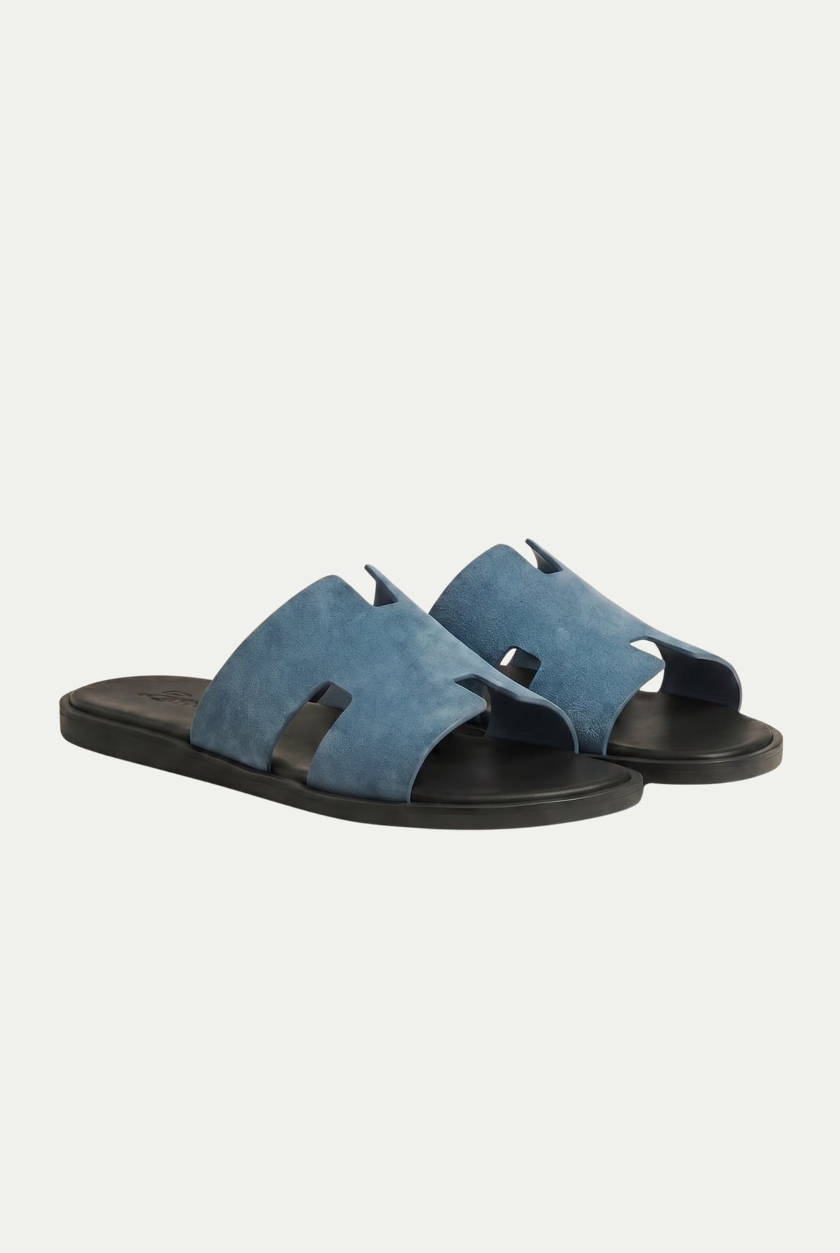 Capri Slide aus Veloursleder Schiefergrau