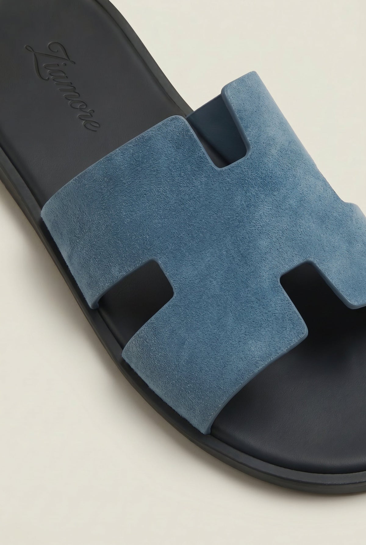 Capri Slide aus Veloursleder Schiefergrau