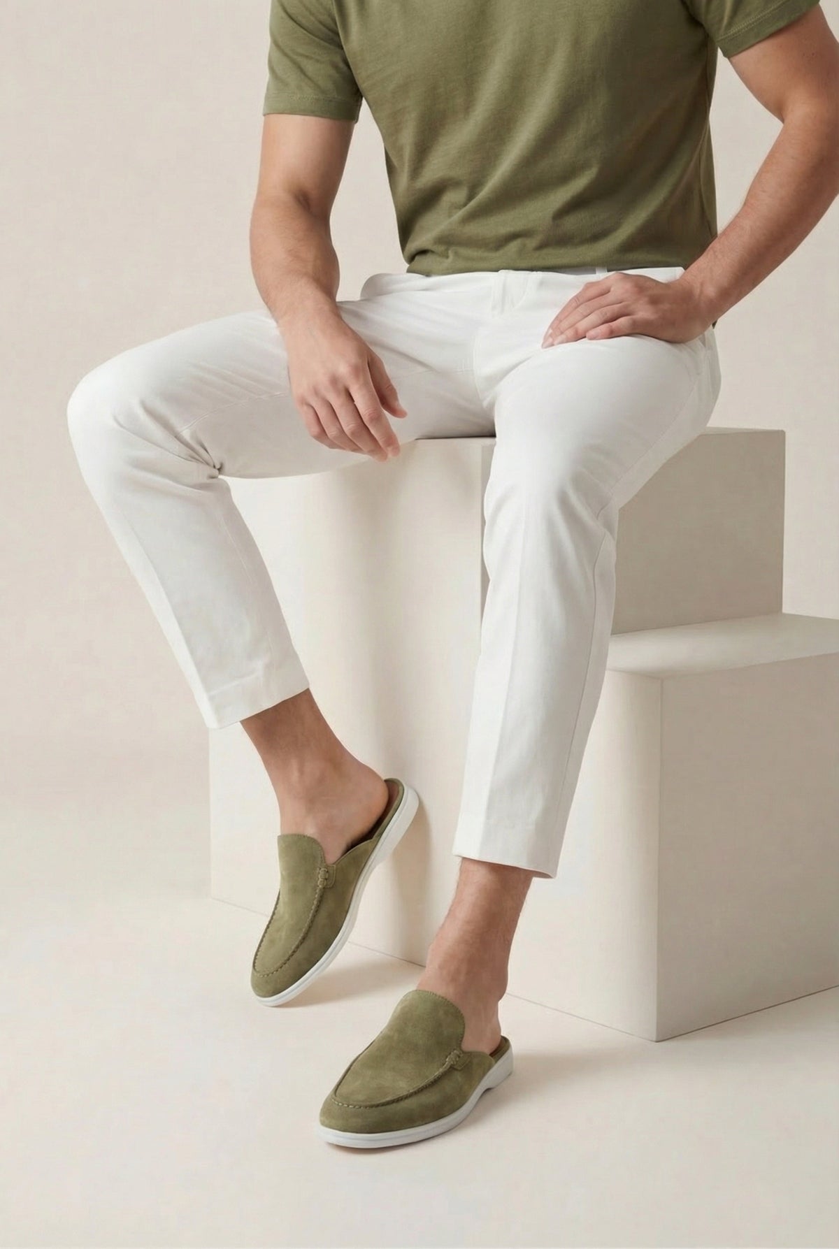 Mule Yacht in suede oliva