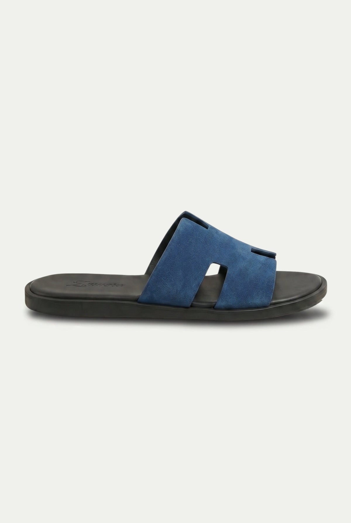 Capri Slide aus Veloursleder Marineblau