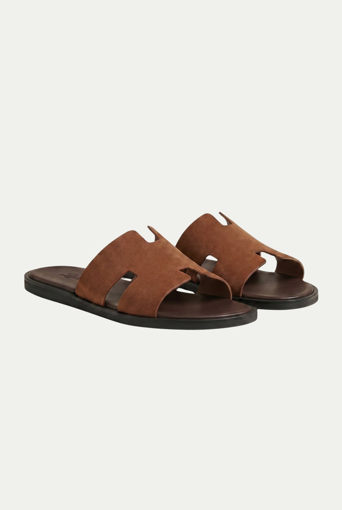 Capri Slide aus Veloursleder Hellbraun