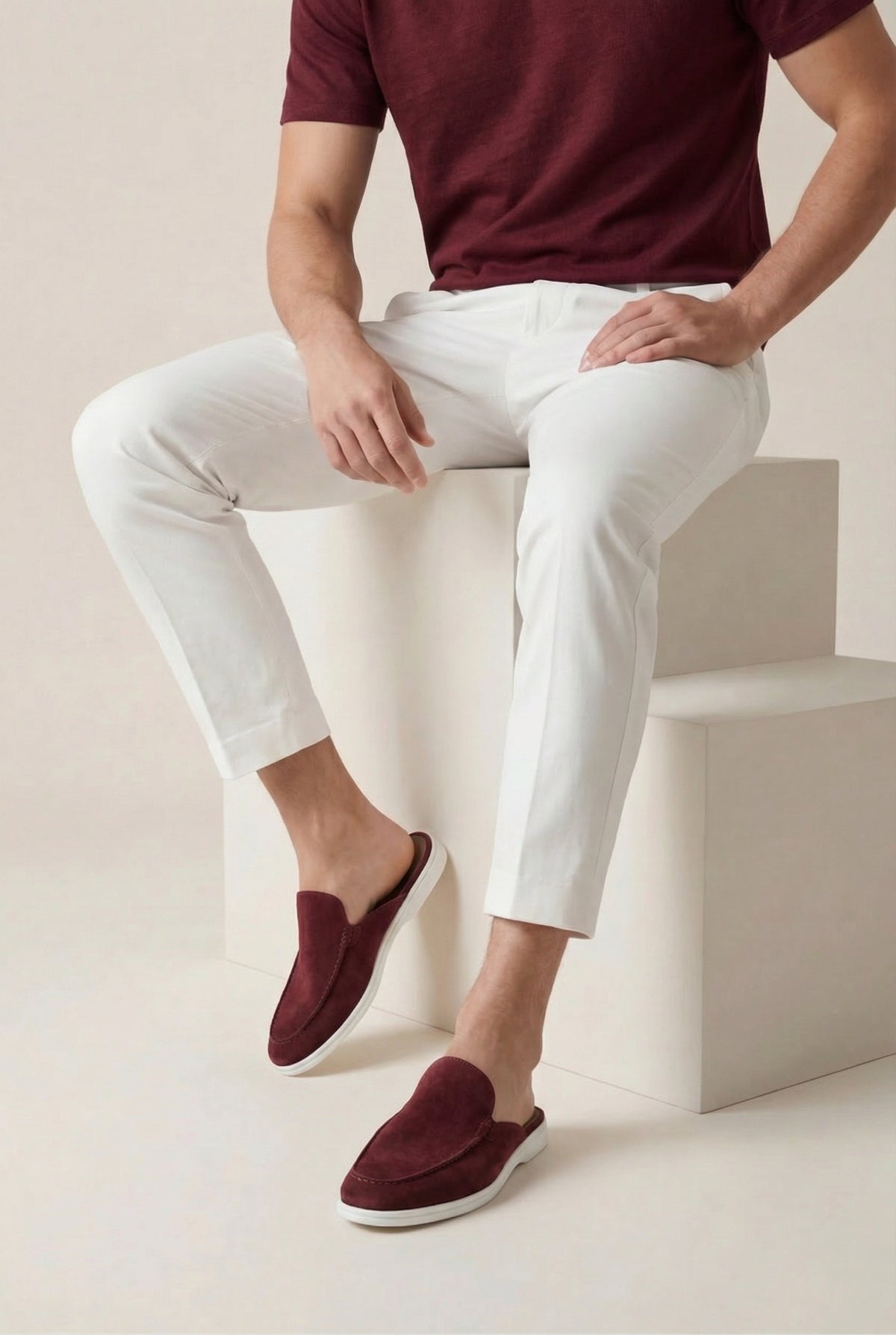 Mule Yacht in suede bordeaux