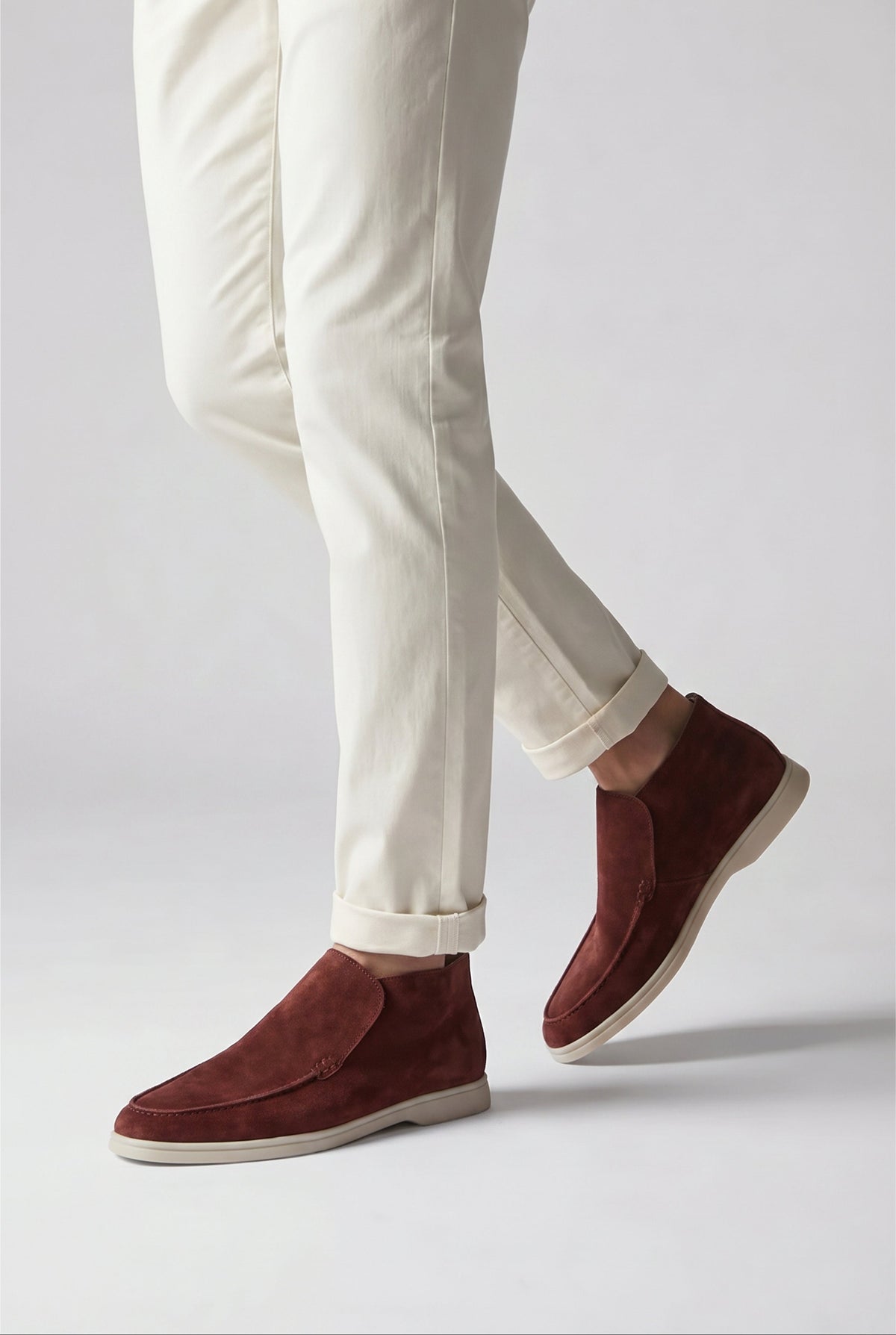 Amalfi City-Loafer aus Veloursleder Burgunderrot