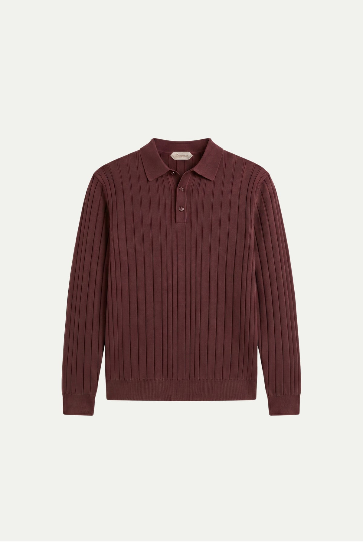 Extrafine Long Sleeve Polo Burgundy
