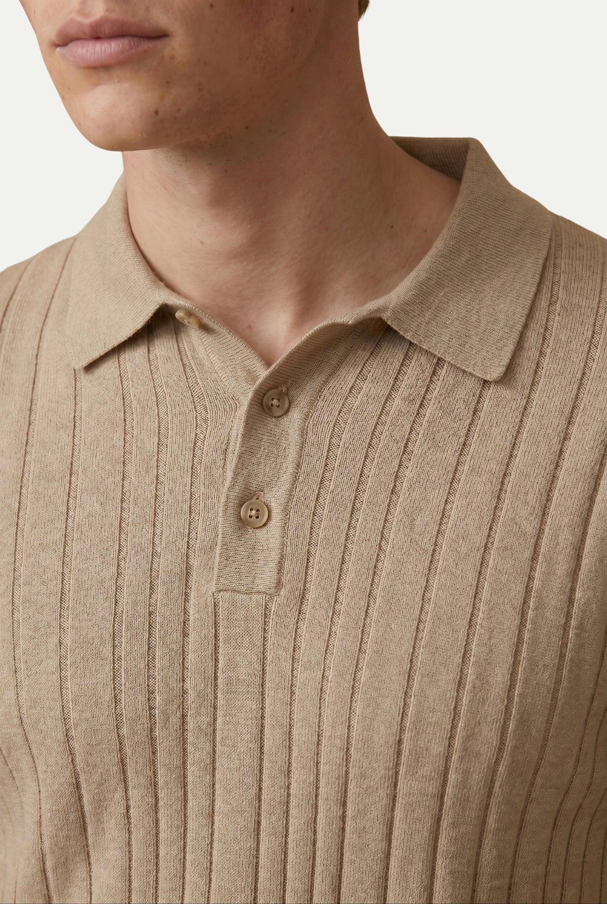 Extrafine Long Sleeve Polo Sand