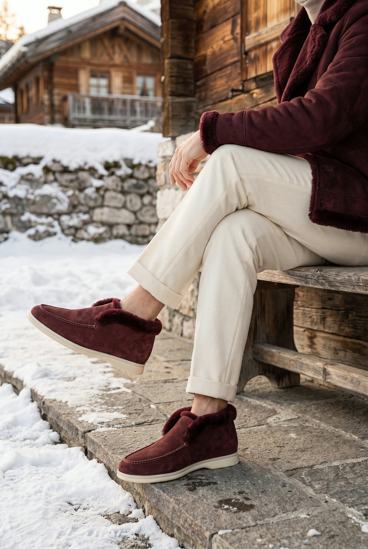 Burgundy Cortina Shearling Loafer