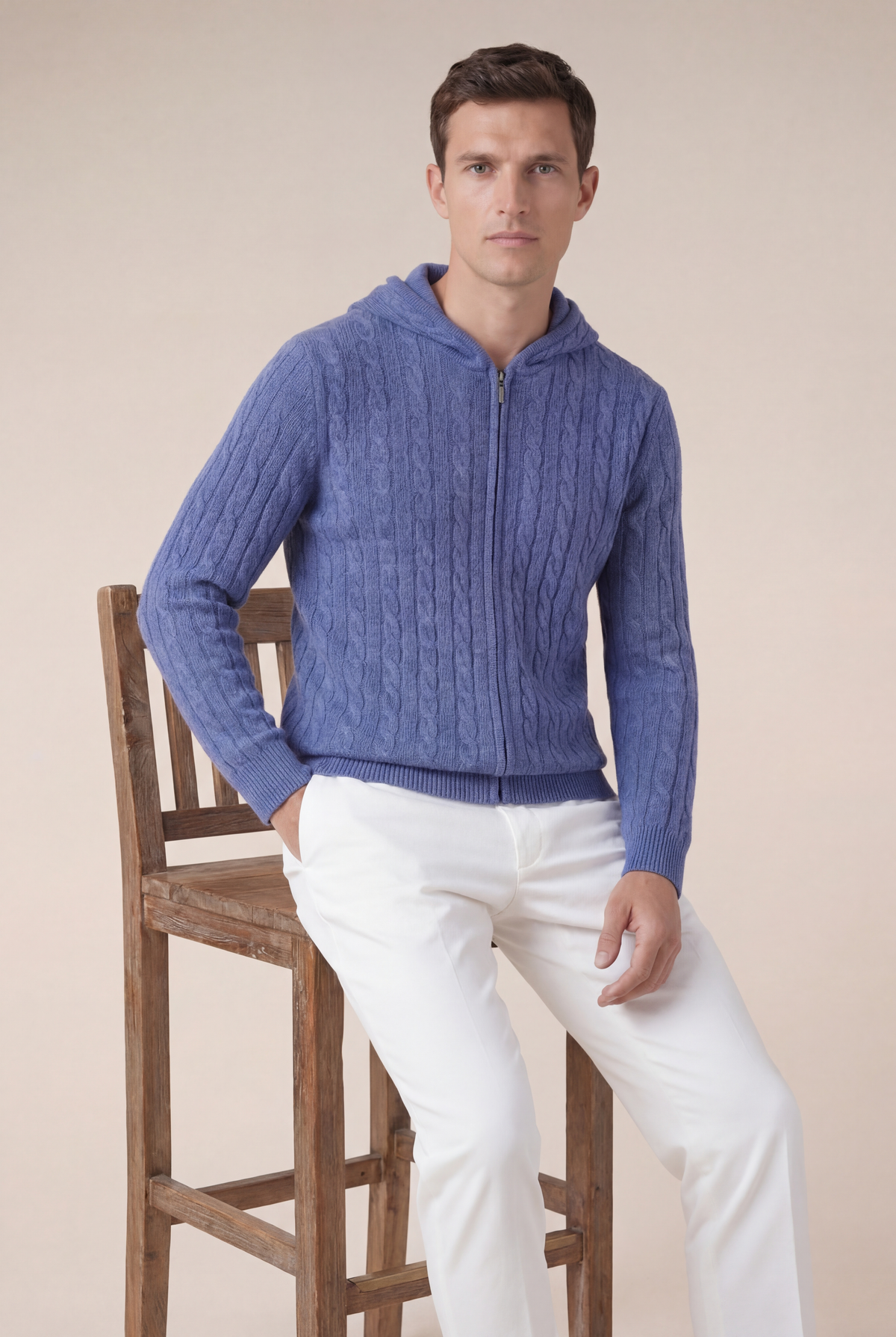 Sweat à capuche en cachemire Como bleu