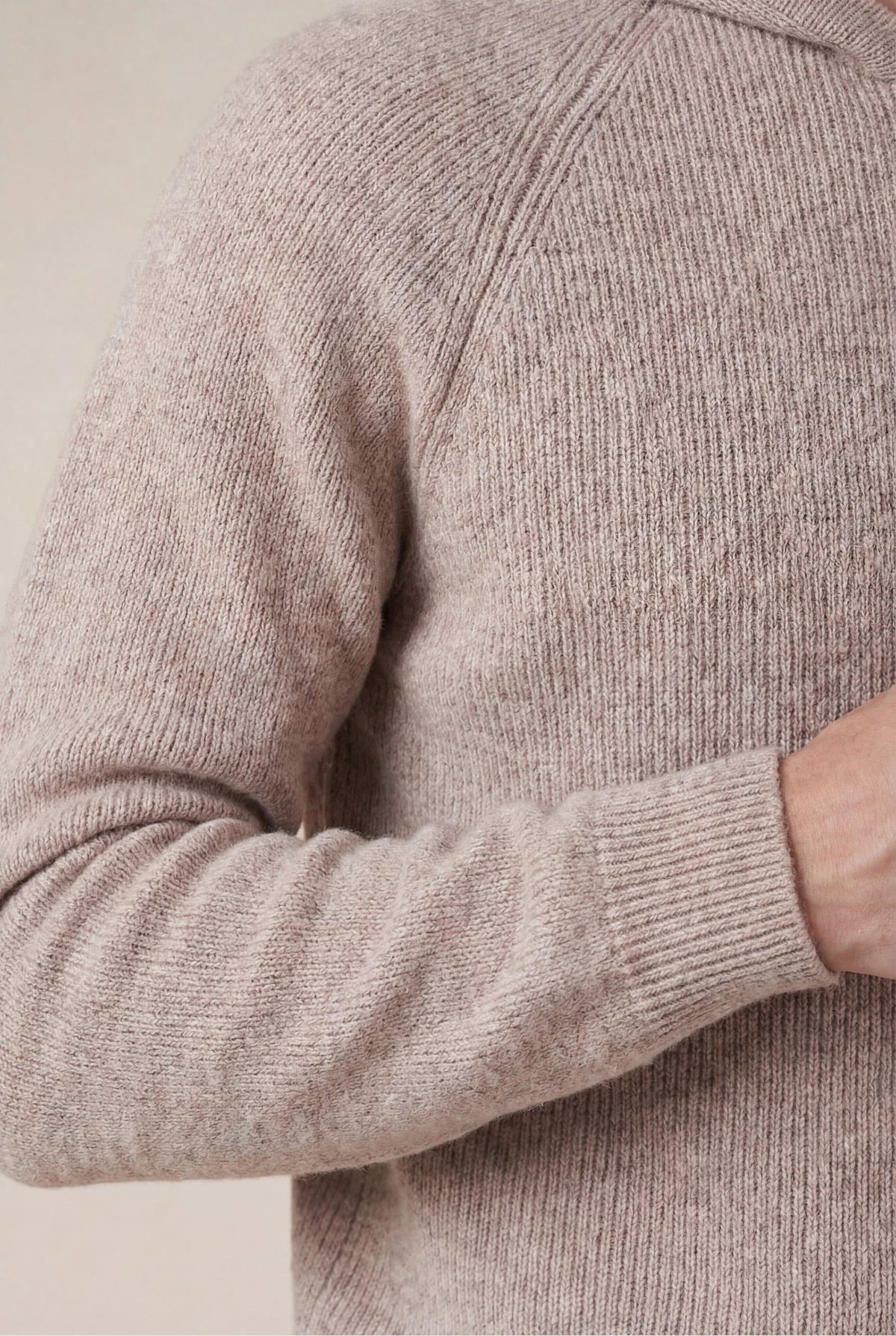 Cortina-Kaschmir-Kapuzenpullover mit Reißverschluss Braun