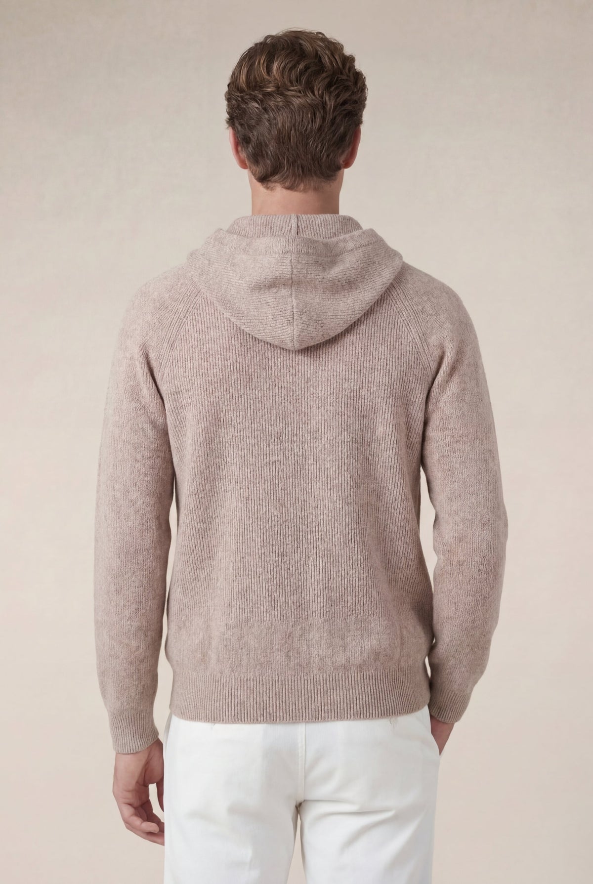 Cortina-Kaschmir-Kapuzenpullover mit Reißverschluss Braun