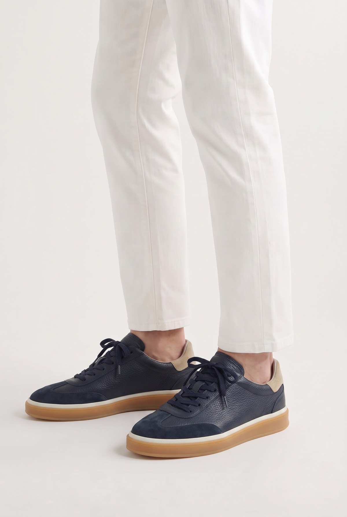 Navy Leather Bogota Trainer